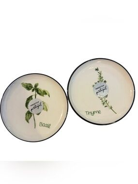 Vintage CMG Handcrafted Portugal Basil & Thyme Ceramic 2 Side Plates